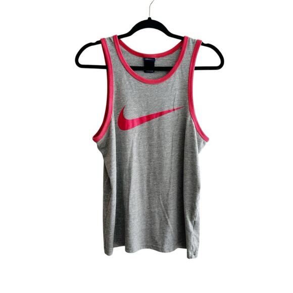 Nike Big Swoosh Ringer Tank Top Grey & Coral Men's Medium - Picture 1 of 5